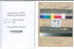 Entnazifizierung Rudolf Ruetzenhoff , geb. 24.08.1895 (Finanzangestellter)