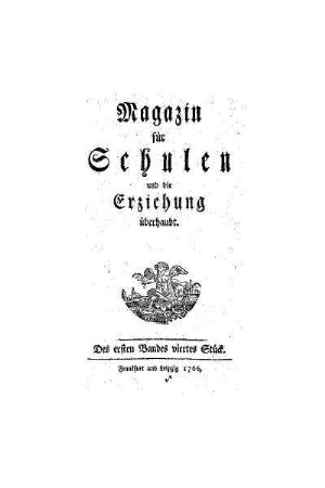 Titel des ersten Bandes viertes Stück