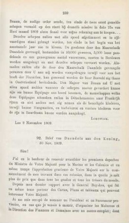 92. Brief van Daendels aan den Koning, 30 Nov. 1809