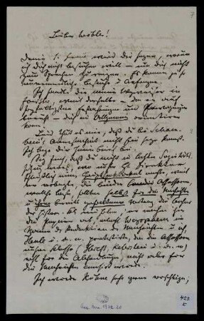 Nr. 7 Brief von Rudolph Wagner an Friedrich Wöhler. [Göttingen], 6.3.1862