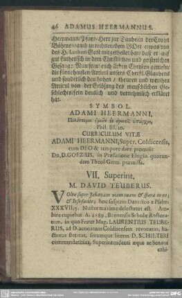 VII. Superint. M. David Teuberus