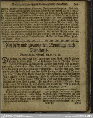 Am drey und zwanzigsten Sonntage nach Trinitatis. Evangelium, Matth. 22. v. 15-22