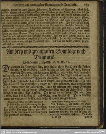 Am drey und zwanzigsten Sonntage nach Trinitatis. Evangelium, Matth. 22. v. 15-22