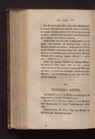 61. Nachlässigkeit, nachlässig.