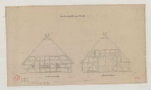 [Lenzerwische (Kreis Westprignitz)]: Bauernhaus am Deich. Haupthaus (Giebelansichten)