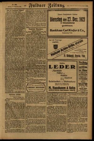 Zweite Ausgabe vom Freitag, den 23. Dezember 1921.