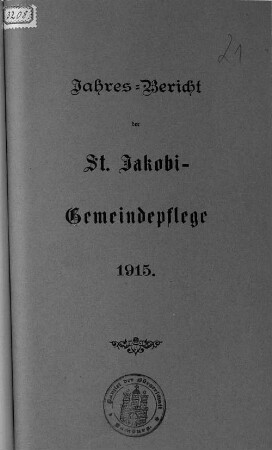 1915(1916): Der Jahresbericht der St.-Jakobi-Gemeindepflege