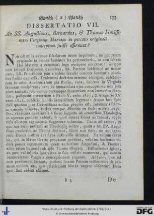 VII. An SS. Augustinus, Bernardus, Thomas beatissimam Virginem Mariam in peccato originali conceptam fuisse affirment.