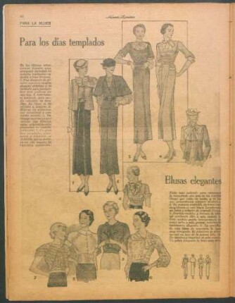 Para los días templados [y] Blusas elegantes [Dibujos] : Para la mujer