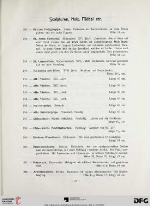 Sculpturen, Holz, Möbel etc. (Nr. 287-353)
