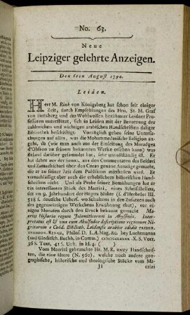 No. 63. Den 6ten August 1790.