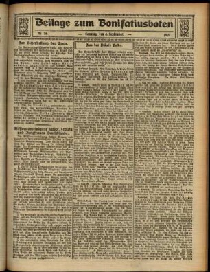 Zweite Ausgabe vom Sonntag, den 04. September 1927.