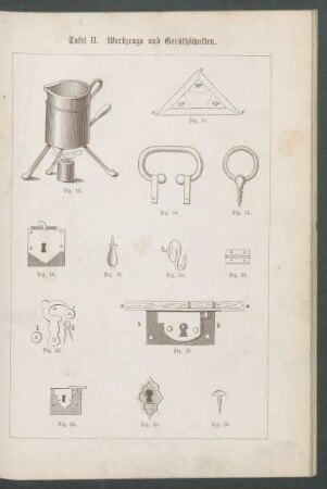 Tafel II. Werkzeuge und Geräthschaften.