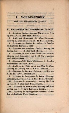 Verzeichnis der Vorlesungen, Behörden, Dozenten und Institute. 1858. SS
