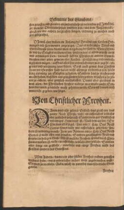 Von Christlicher Freyheit.