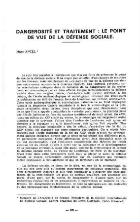 129-134, Dangerosité et traitement: le point de vue de la défense sociale