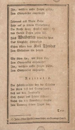 Adalberts festlichster Tag, ein Singstück.