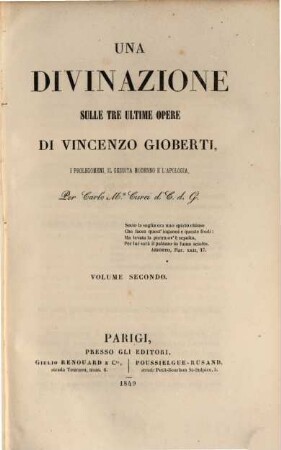 Una divianzione sulle tre ultime opere di Vincenzo Gioberti : i prolegomeni, Il gesuita moderno e l' apologia, 2