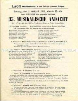 Programm einer kirchlichen Veranstaltung im besetzten Frankreich