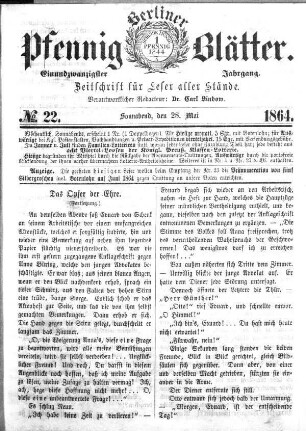 No. 22, Sonnabend, den 28. Mai 1866