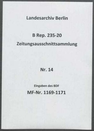 Eingaben des BDF