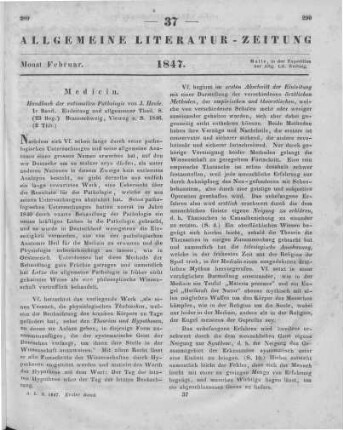 Henle, J.: Handbuch der rationellen Pathologie. Bd. 1. Einleitung und allgemeiner Teil. Braunschweig: Vieweg 1846