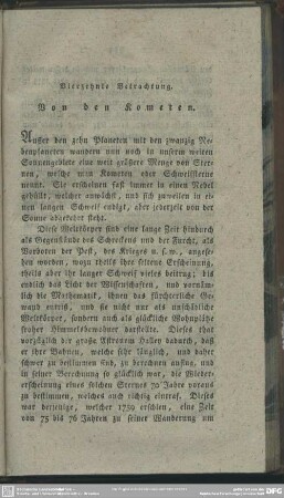 Vierzehnte Betrachtung. Von den Kometen