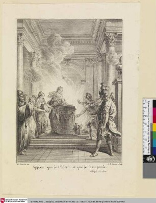 [Illustration zu Texten von Voltaire - Eine Szene aus der Komödie "Olympie"]