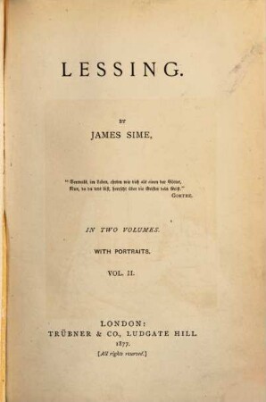 Lessing : in two volumes, 2