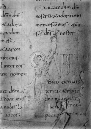 Psalter von Corbie — Initiale J zu Psalm 99, Folio 81 recto