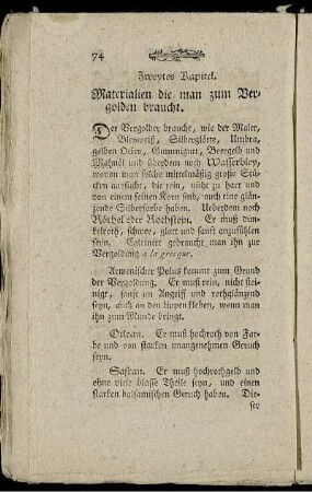 Zweytes Kapitel. Materialien die man zum Vergolden braucht.