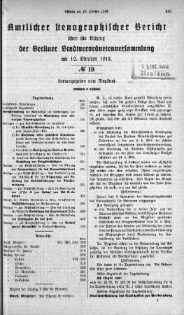 No. 19, 10. Oktober 1918