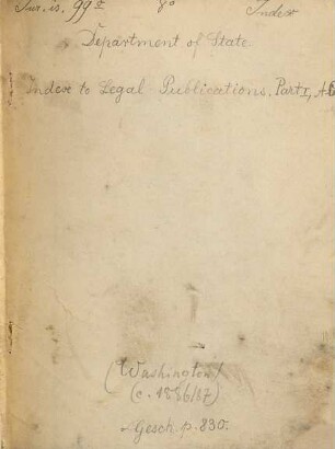 Index to Legal Publications : Department of State, 1