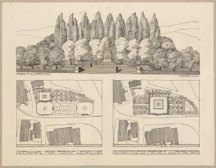 Sigmaringen, Fürst Leopold-Denkmal: Ansicht zu Variante II, Lageplan Variante I + II