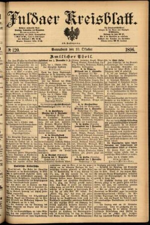 Erste Ausgabe vom Samstag, den 10. Oktober 1896.