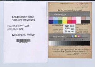 Entnazifizierung Philipp Segermann , geb. 15.04.1904 (Fischermeister)