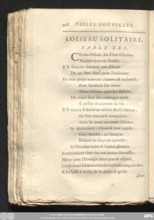 L'Oisaeau Solitaire. Fable XXI.