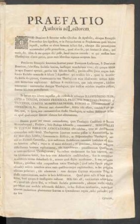 Praefatio Authoris ad Lectorem
