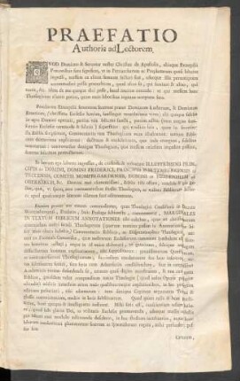 Praefatio Authoris ad Lectorem