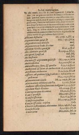 Index materiarum.
