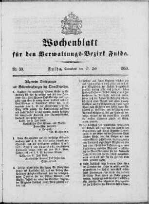 Nr. 30, Ausgabe vom 27. Juli 1850