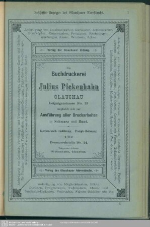 Anzeigen : Geschäfts-Anzeiger des Glauchauer Adreßbuchs