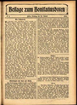 Zweite Ausgabe vom Sonntag, den 24. Januar 1904.