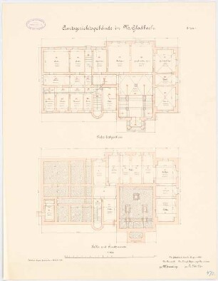 Amtsgericht und Gefängnis, Mönchengladbach: Gericht: Grundriss Fundamente, Keller, Untergeschoss 1:100