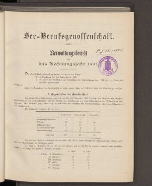 Verwaltungsbericht für das Rechnungsjahr 1891.