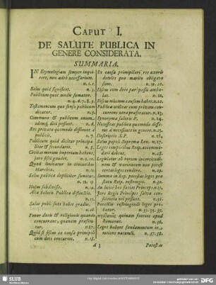 Caput I. De Salute Publica In Genere Considerata
