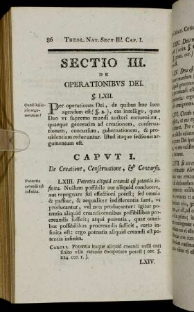Sectio III. De operationibus dei.