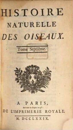 Histoire naturelle des oiseaux, T.7
