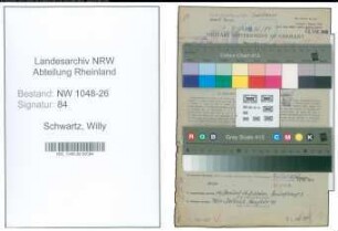 Entnazifizierung Willy Schwartz , geb. 02.10.1901 (Angestellter)