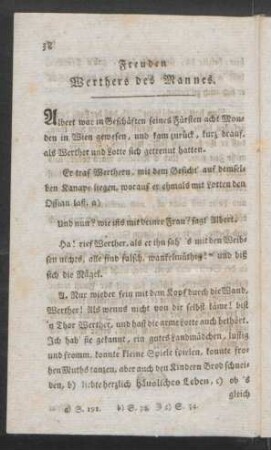 Freuden Werthers des Mannes